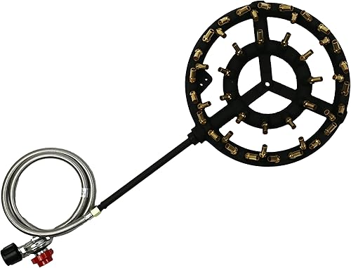 Miniatura 8 de COOKAMP Quemador de chorro de gas propano para la gama de wok chinos, cuerpo de hierro fundido con boquilla redonda con un tubo para cocinar al aire