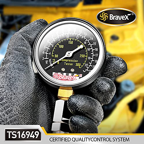 Compression Tester Automotive - 8Pcs Small Engine Compression Tester, Cylinder Compression Test Kit With Brass Adapters And Rigid Hoses, Compression Gauge For Petrol Engine Motorcycle #TOP3