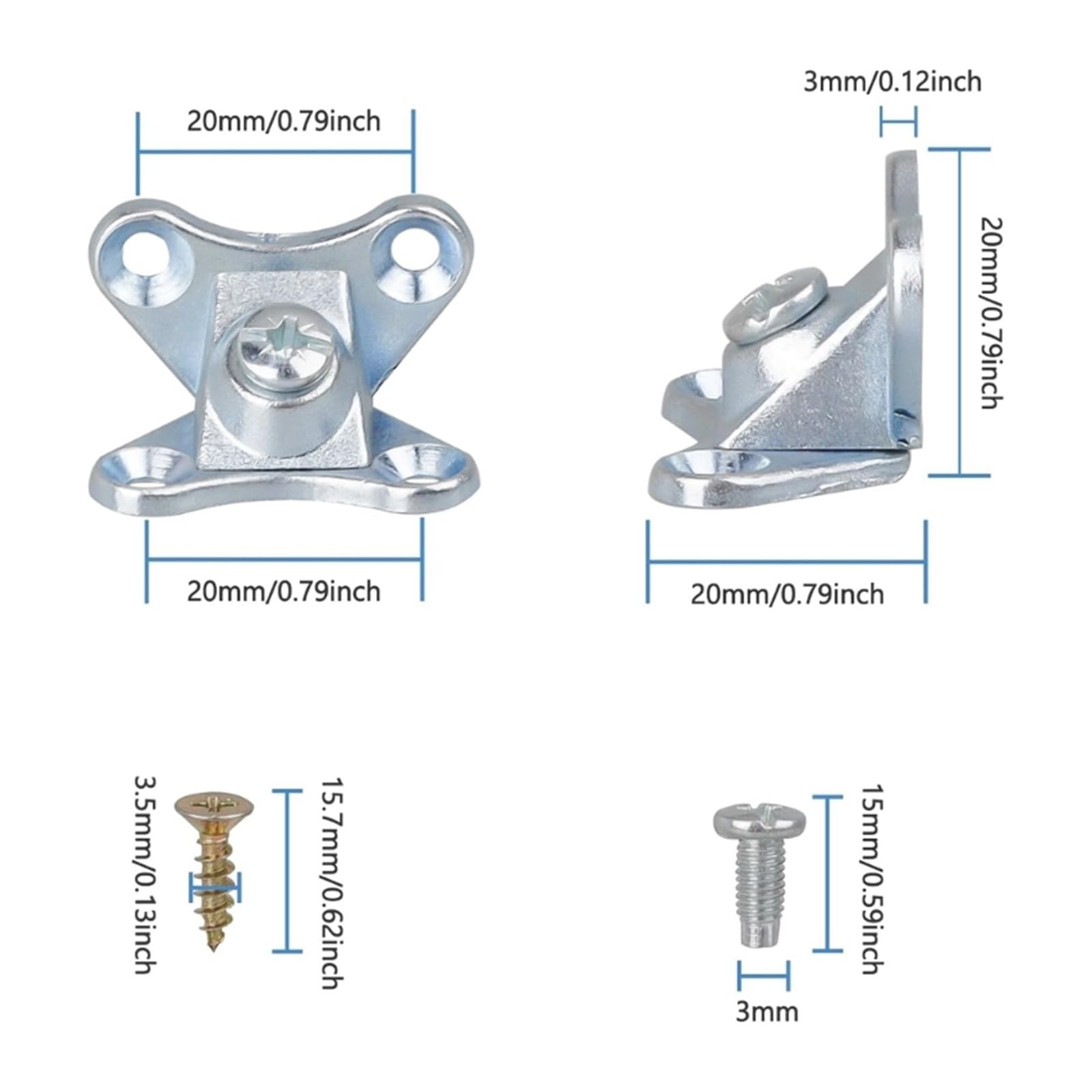 Renfort d'angle Amovible Lot de 20 supports d'angle amovibles en alliage de zinc for papillon(Bronze)