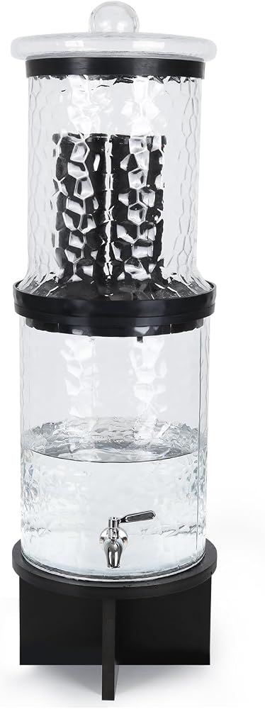3 Gallon All Glass Gravity-Fed Water Purifier, Countertop Water Filtration System with Wooden Stand, for Home, Emergency & Outdoor Survival — 사진 1