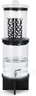 3 Gallon All Glass Gravity-Fed Water Purifier, Countertop Water Filtration System with Wooden Stand, for Home, Emergency & Outdoor Survival