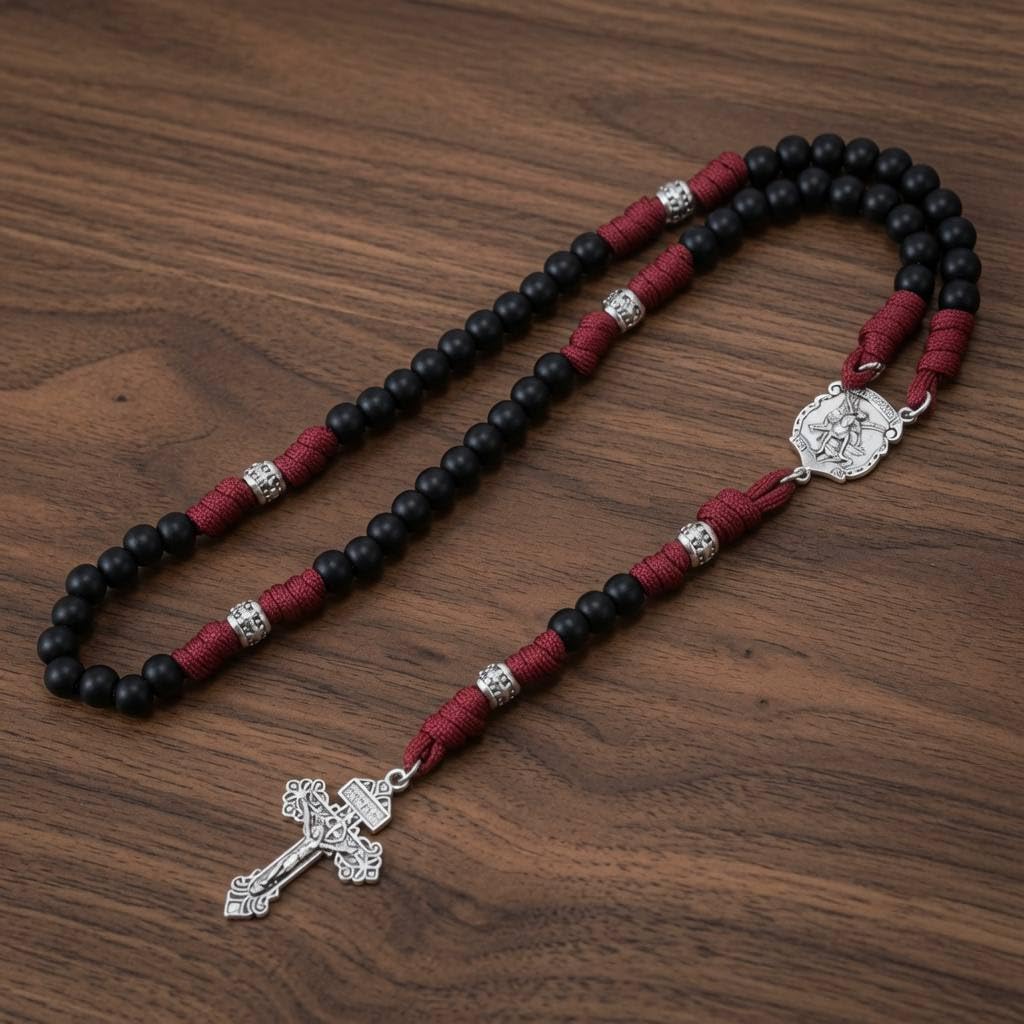 Nazareth Store St. Michael Paracord Rosenkranzperlen Robuste Rosenkranzkette Starke Kordel Katholisches Pardon-Kruzifix - Image 4