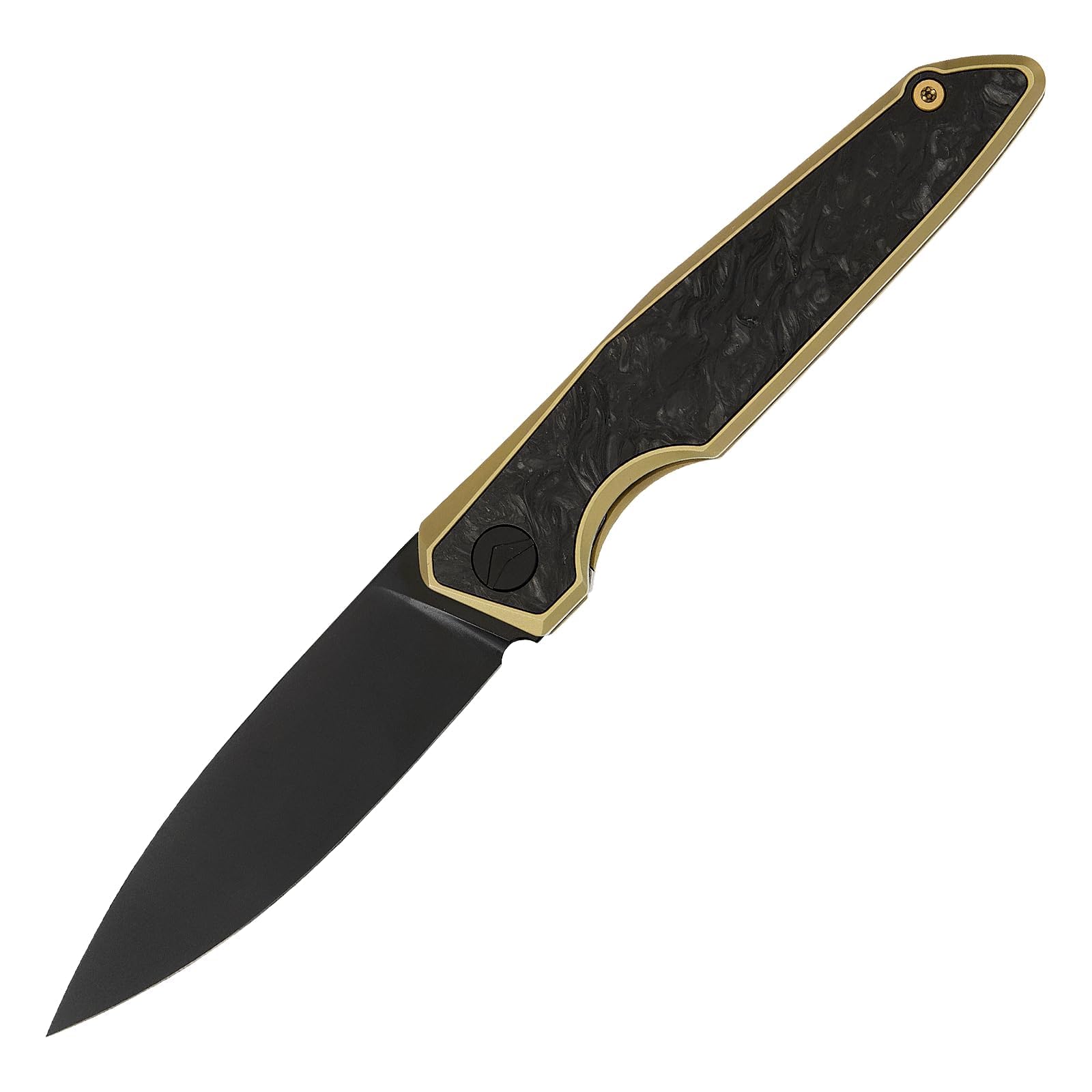 Taschenmesser Klappmesser Outdoor Messer Survival Messer EDC Einhandmesser mit Taschenclip, Tasche - M390 Stahl, Griff mit Titan- und Kohlefasereinlage - Männer Geschenk (Black & Golden)