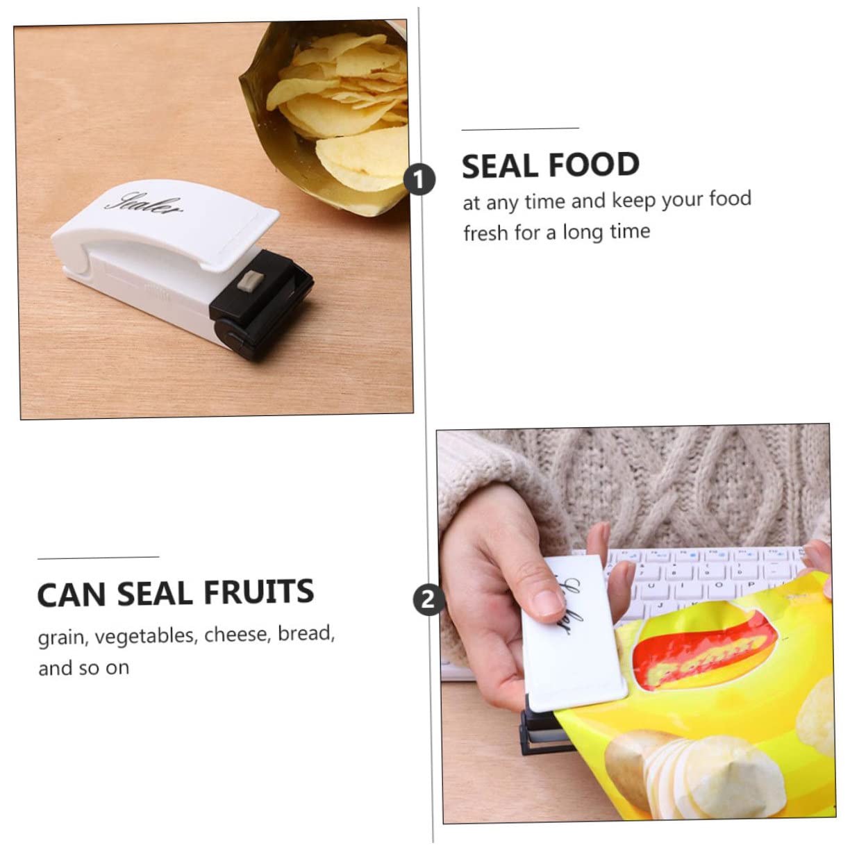 STOBAZA 1Pc Sealer Tool Portable Capper for Home Use Bag Sealer to Keep Food Fresh No Battery Required for Sealing Supplies