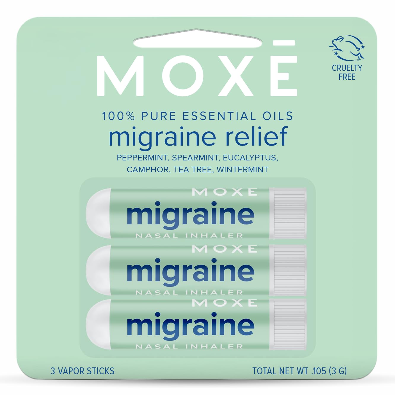 MOXE Migraine Relief Nasal Inhaler Stick Headache &amp; Tension Relief, 3 Pack