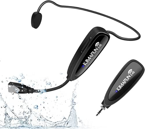 KIMAFUN Headset Wireless Microphone System, No Need Bluetooth, Waterproof Head