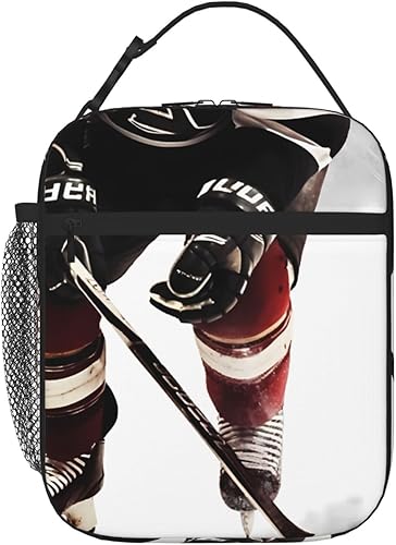 RLDOBOFE Lonchera para mujer, bolsa de almuerzo aislada, con patrón de hockey sobre hielo, lonchera para el trabajo, picnic, bolsa de almuerzo
