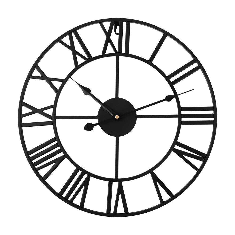 Horloge murale rétro en métal noir de 40 cm au style vintage authentique
