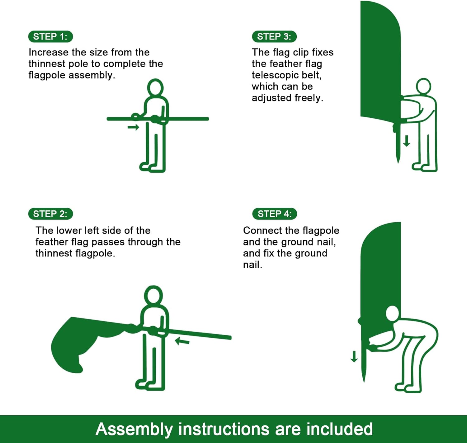 Fresh Sandwiches Flag for Business, Fresh Sandwiches 8FT Polyester Advertising Swooper Flag with Aluminium Alloy Flag Pole Kit, Stainless Steel, Ground Spike, Portable Bag - Image 5