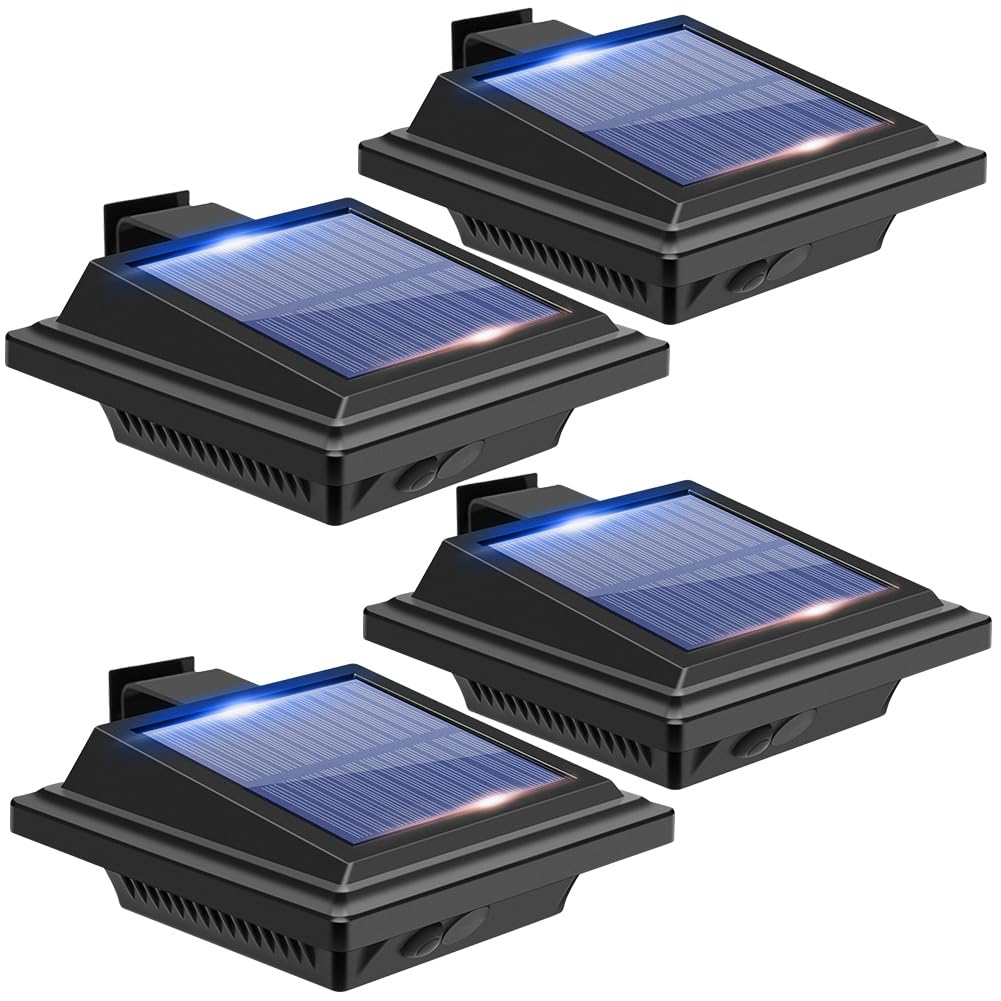 UniqueFire Solar Lights Outdoor, 40 LEDs Gutter Outdoor Lamps Wall Light,Waterproof Security Lights for Garden, Wall, Terrace, Driveway Path, Courtyards, Eaves (4, Cool White) โ image 1