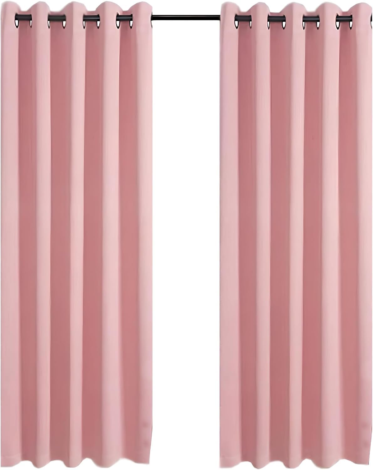CHARKHAH Thermal Insulated Window Semi Blackout Curtains for Bedroom Living Room Ultra Soft Energy Saving Fabric with Eyelets Ring top and Pair of Curtain (Blush Pink, 46" Wide x 72" Drop)