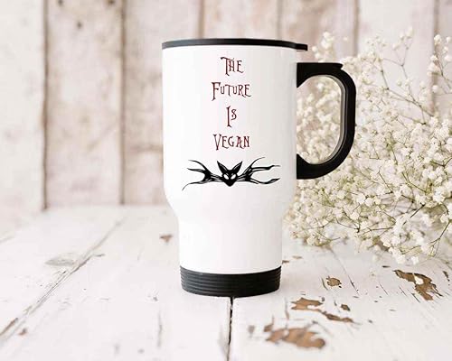 Miniatura 3 de Vegan Athlete's Gift, for Niece on Her Birthday - Plant Based Healthy Herbivore Quote on 14 Oz White Stainless Steel Travel Mug