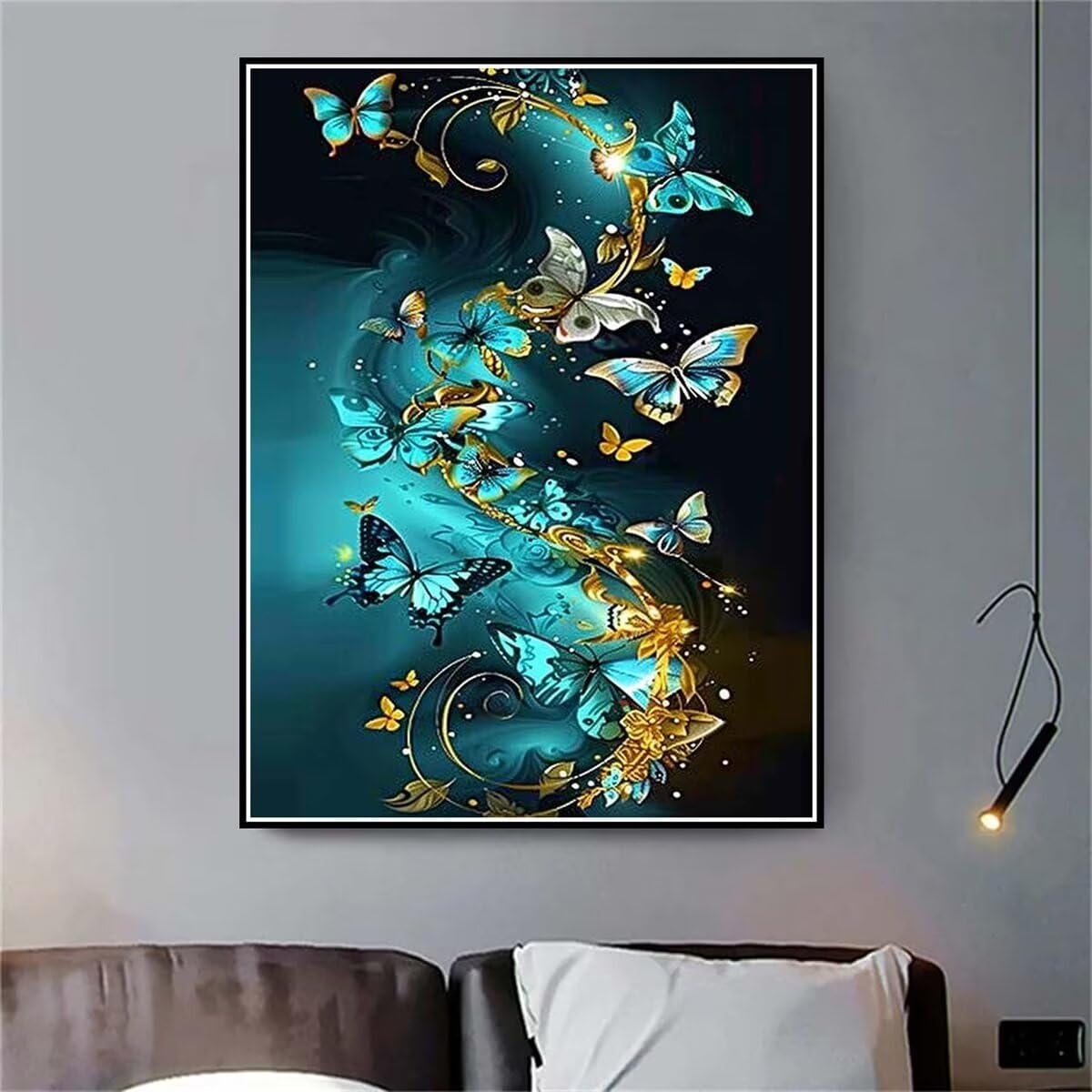 5D Papillon Peinture Diamant Adulte, DIY Papillon Diamond Painting Adulte,Diamond-Painting Broderie Diamant Kit Complet, Tableau Perle Diamant Point de Croix Enfant pour Décoration Maison 60x80cm