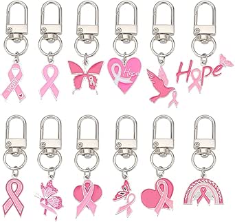 Amazon.com: PH PandaHall 12pcs Breast Cancer Awareness Keychain 12 ...