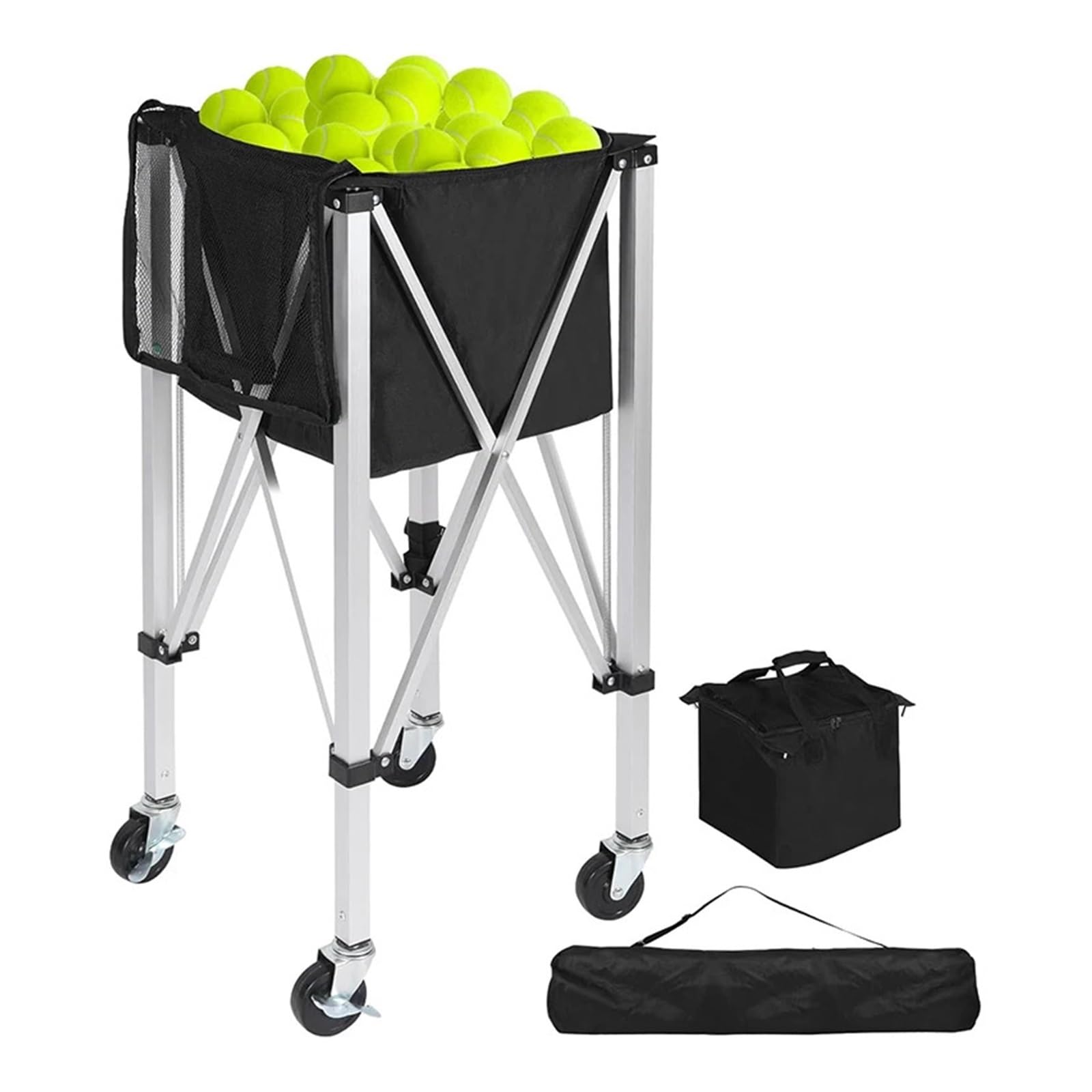 Hopper de Tenis Carrito de Tenis Plegable aleación Aluminio con Marco, Cesta móvil y portátil especializada