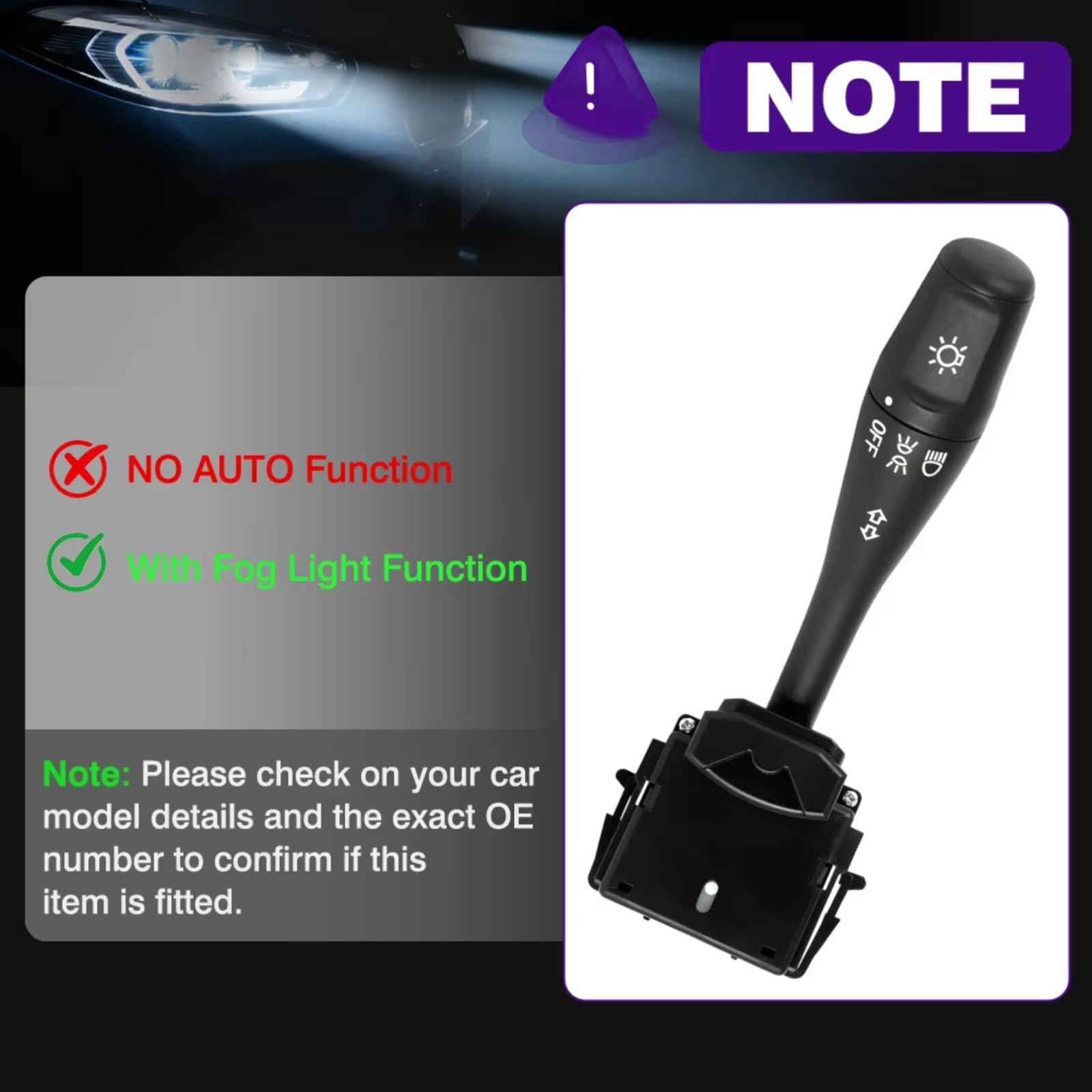 Compatible Avec Chrysler Pour Sebring 2001 2002 2003 2004 2005 9 Broches Clignotant Interrupteur Phare OEM : MR558806 MR459884 Commodo Phare