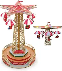 Torre Paraquedas Carrossel Natal Natalino Movimento Sobe Desce Iluminaçao Led Decoraçao Parque de Diversoes Cenario Luxo Enfeite Mesa Estante Recepçao Trabalho Celebraçao