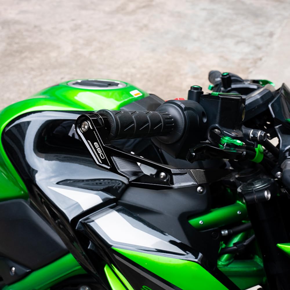 Adatto per Z650 Z 650 Ninja650 Ninja 650 650R 2017-2025 2024 Protezione per manopole in alluminio per moto, leva freno, leva frizione, protezione per manopole (Nero)