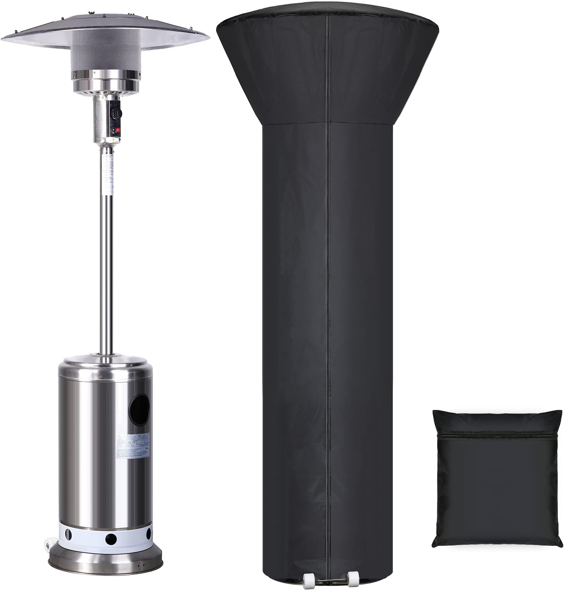 Patio Heater Cover Waterproof with Zipper and Storage Bag,Outdoor Heater Cover Has Dustproof,Wind-Resistant,UV-Resistant,Snow-Resistant Features for Patio Heater, 89'' Height x 33" Dome x 19" Base