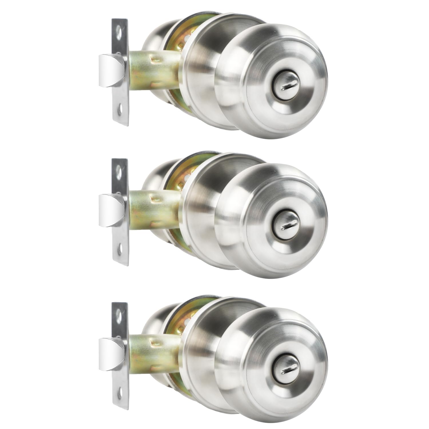 Satin Nickel Privacy Door Knobs - 4 Pack Locksets -10