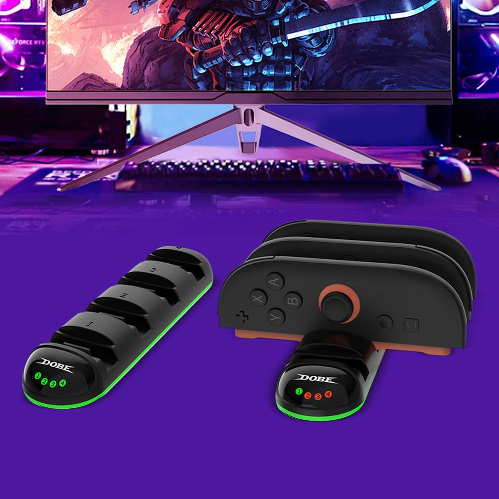 Ładowarka 4 w 1 do przełącznika 2 stacji ładującej LED do kontrolera Joy-Con szybkie i bezpieczne ładowanie