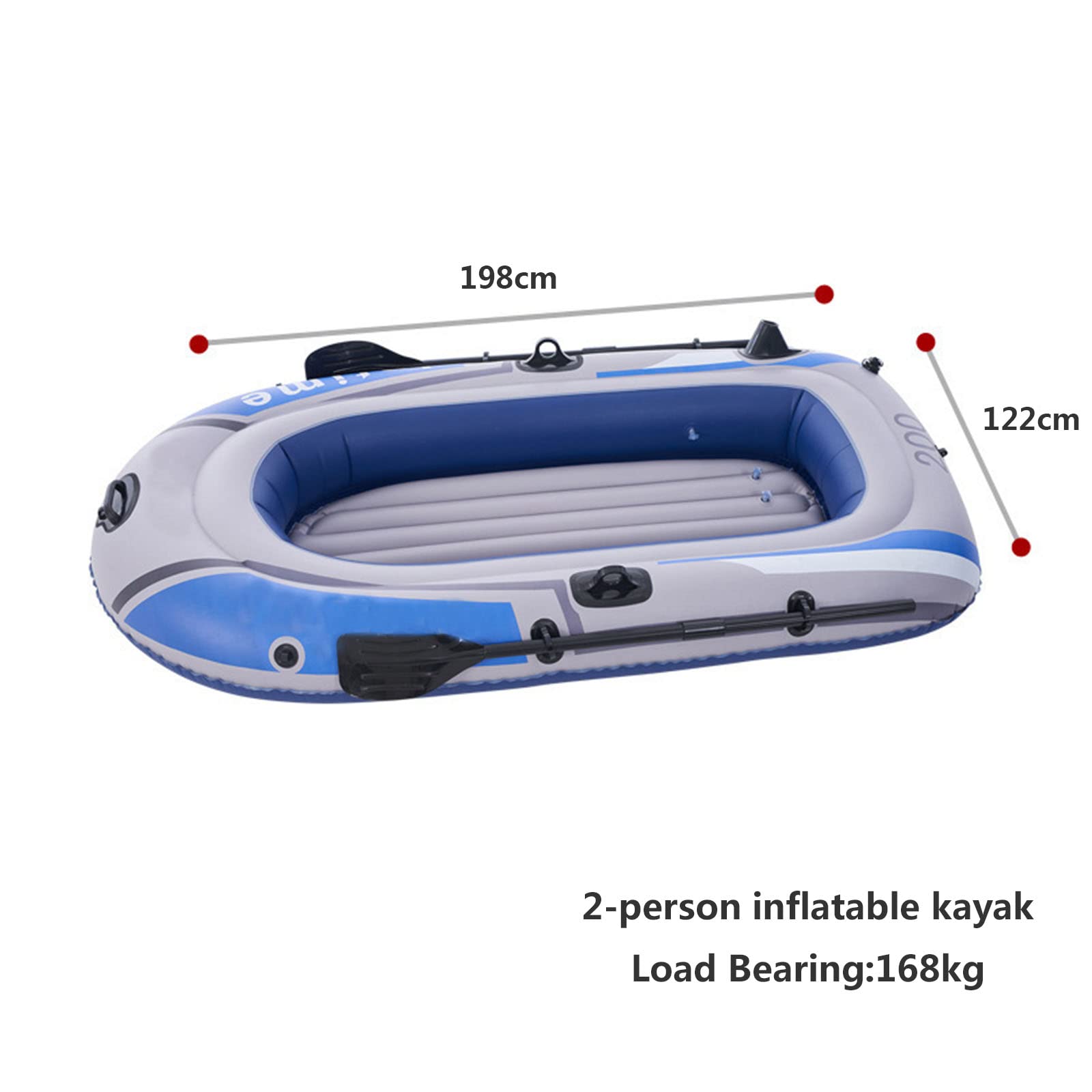 Grande Barca Gonfiabile, Gommone Portatile in PVC Addensato con Pagaia per Pompa d'Aria, Kayak Gonfiabile - Kayak da Pesca Gonfiabile Tandem per 2 Persone,Blu,272x152cm