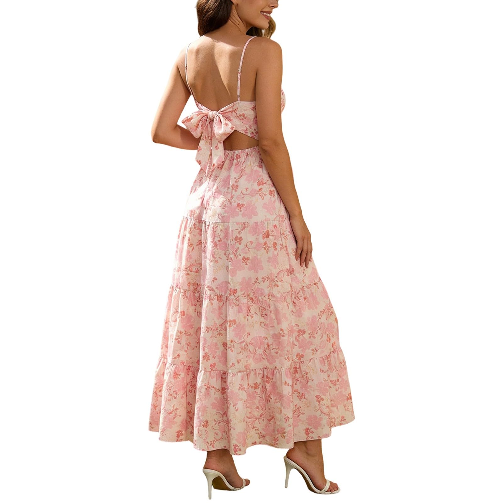 Robe Femme Enceinte Robe Moulante de maternité à imprimé Floral et Bretelles Spaghetti avec laçage dans Le Dos idéale pour Les soirées et Les Occasions la Grossesse