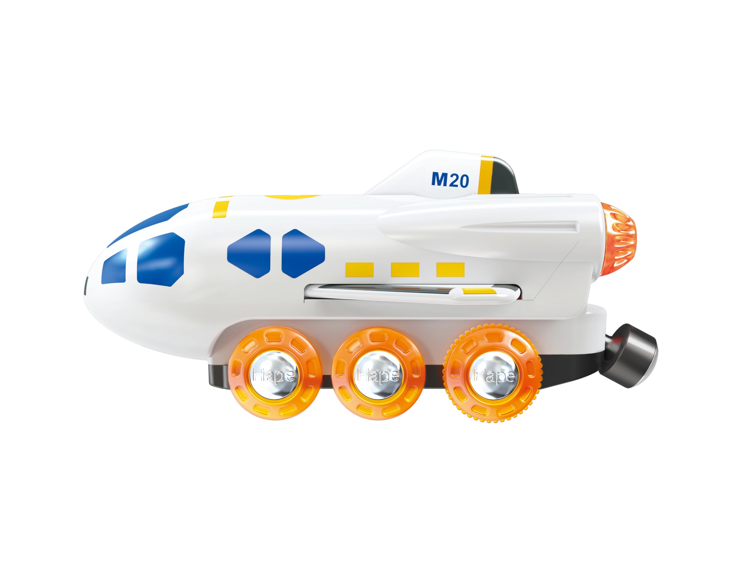 Hape Jouet Locomotive Fusée Spatiale - Jeu de Train en Bois - Jouet pour Enfant dès 3 Ans - Locomotive pour Circuit Train Bois - Compatible avec Les Circuits de Marques Traditionnelles