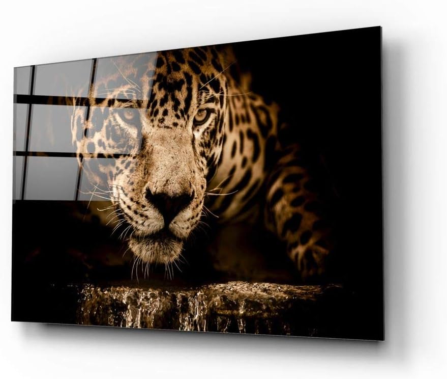 insigne Leopard UV Printed Glass Painting 72x46 cm