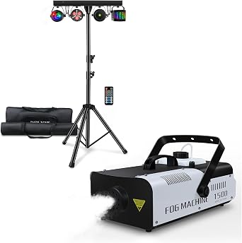 Telbum DJ Lights Package with Stand and 1500W Fog Machine, Make a DJ Show