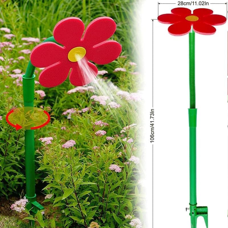 2PCS Crazy Dancing Daisy Sprinkler, 360 Rotatable Flower Sprinklers, Daisy Sprinkler for Dogs, Garden Sprinkler Stake with Adapter, Irrigation Tool for Yard Watering Pets Playing (White+Yellow)