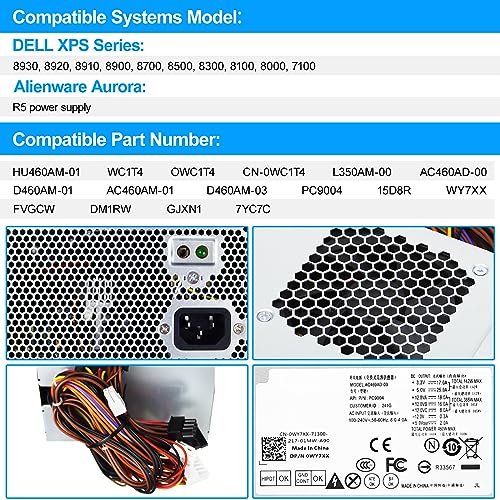 Image of S-Union Upgraded HU460AM-01 WC1T4 D460AM-03 460W Power Supply Compatible with Dell XPS 8930 8920 8910 8900 8700 8300 8100 Power Supply,Replace DPS-460DB-15 AC460AM-01 L350AM-00 WY7XX Power Supply