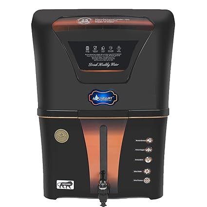 AquaDart Copper + Alkaline RO Water Purifier 12L RO+UV+UF Copper+Bio-Alkaline +TDS Control+UVPurified Water with Goodness of Copper and Alkaline Copper RO Water Purifier, Black