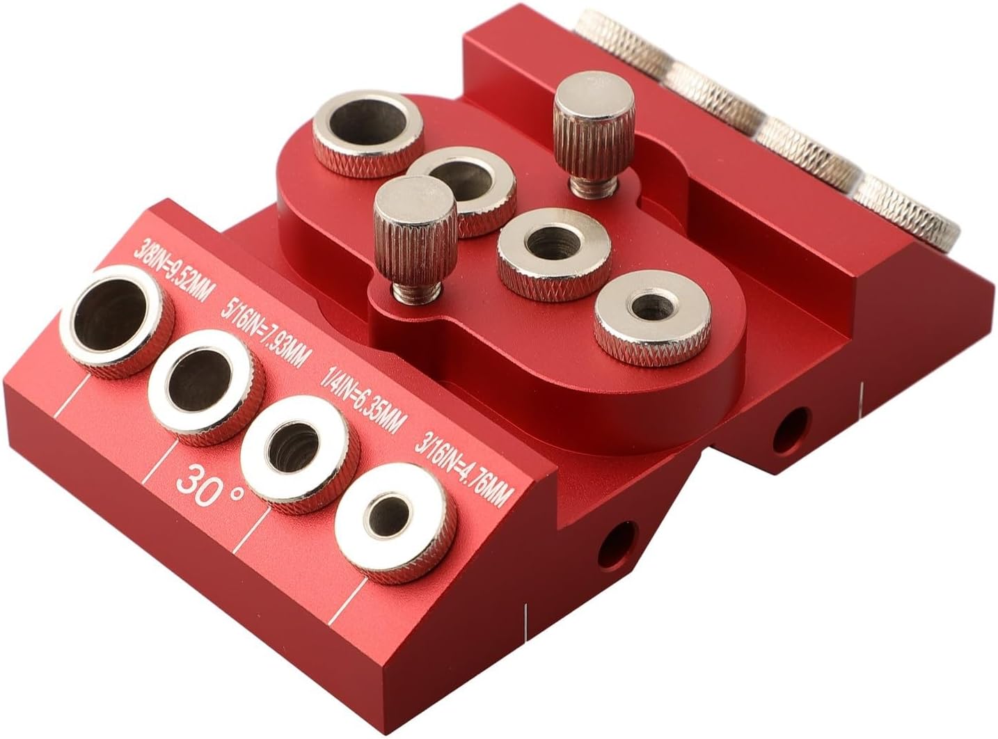 Aluminum Alloy Drill Guide Jig for 30°/45°/90° Angle Woodworking – Compact, Accurate Hole Placement Tool for Cable Railing & DIY Deck Projects