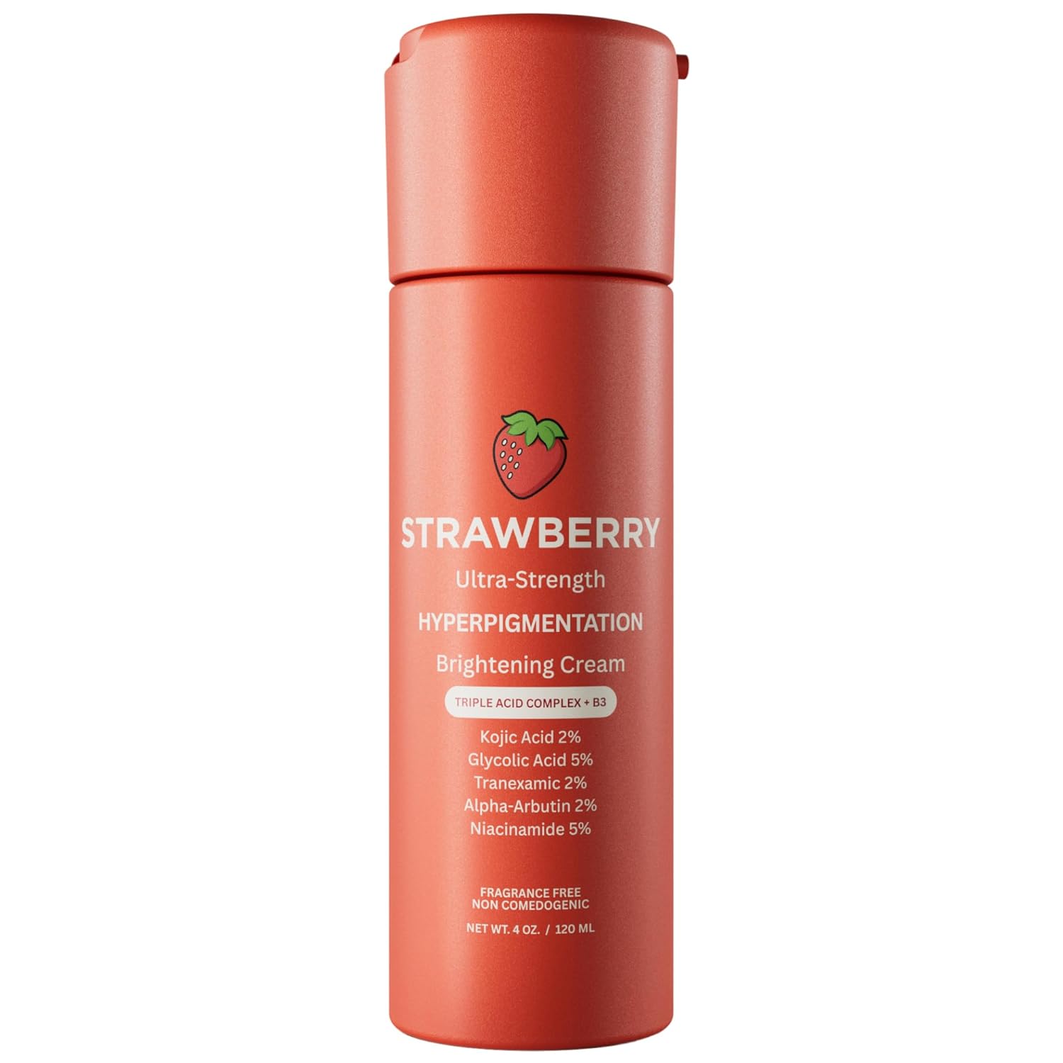Strawberry® Brightening Hyperpigmentation Cream- Kojic Acid Cream - Skin Lightening Treatment with Glycolic - & Tranexamic Acid & Niacinamide for Face, Body & Intimate Area - Dark Spot Remover - 4 oz