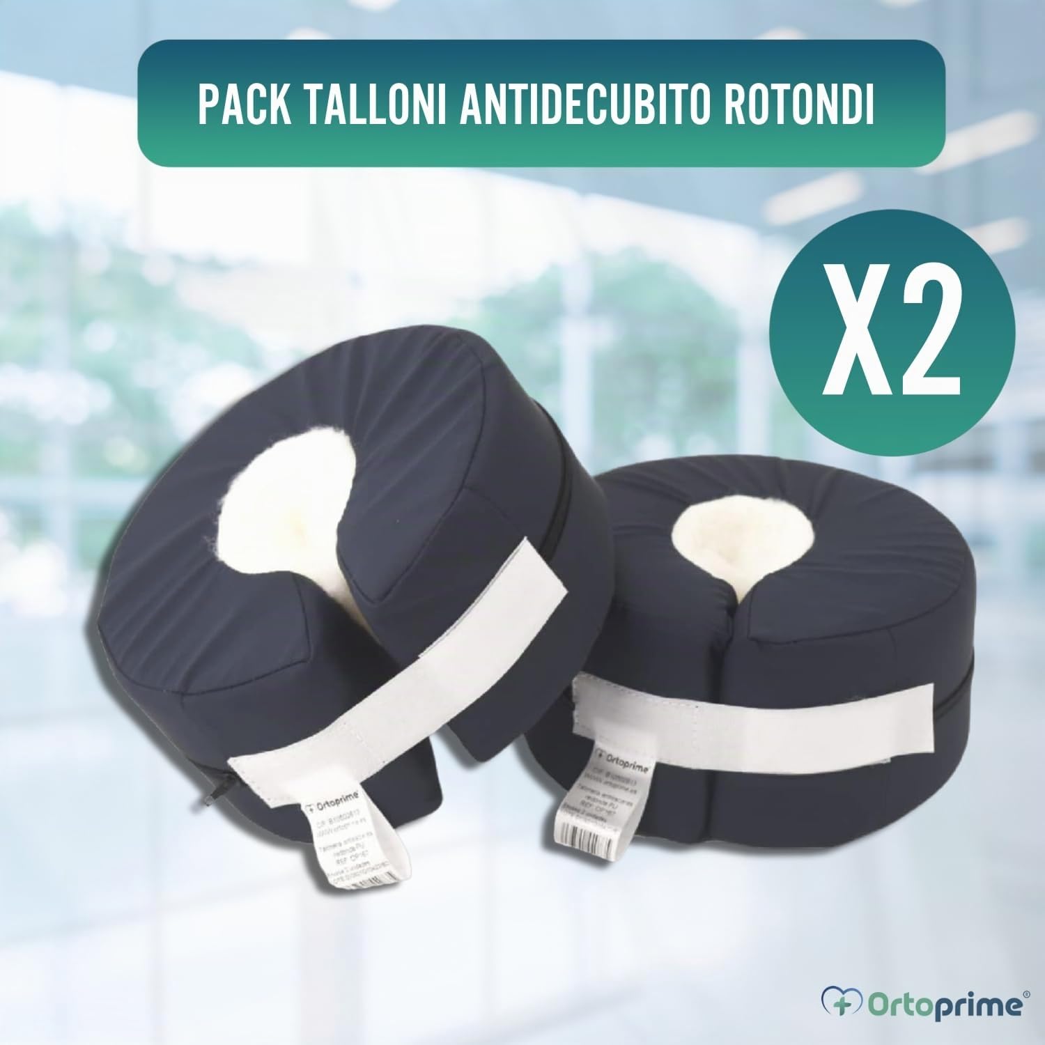 OrtoPrime 2 Talloniere Antidecubito da Letto - Protezione per Tallone - Cuscini Antidecubito - Talloniera Antidecubito Rotonda Regolabile - Talloniere Antidecubito per Anziani e Disabili