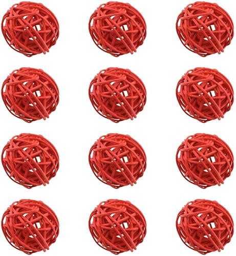 HAHIYO Bolas de mimbre de mimbre de 1.575 pulgadas de diámetro, bien construidas, permanecen apretadas, magníficas tonalidades de color, espacio de
