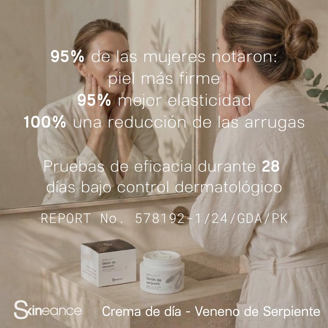 SKINEANCE - Set de crema de veneno de serpiente de 2 - Número 1 en Francia en la telecompra - Ingredientes activos anti-edad - Reduce las arrugas de expresión, la piel rugosa, y las ojeras