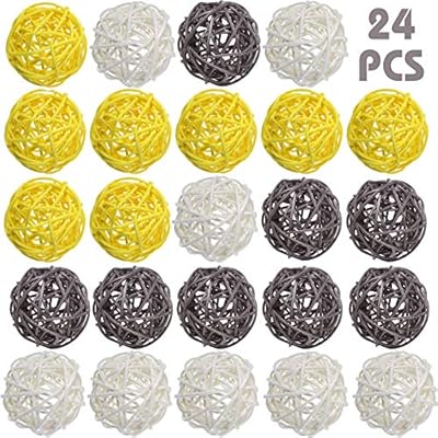 DomeStar Rattan Ball, 24PCS 2 Inch Decorative Balls Orbs Vase Bowl Fillers