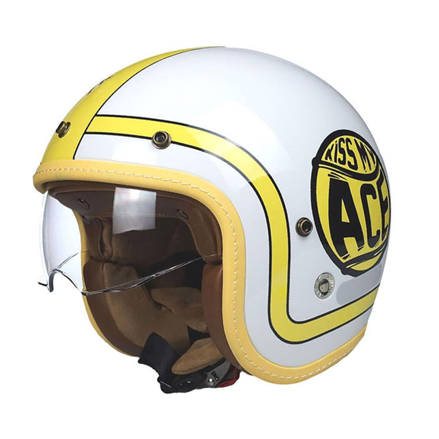 Casque jet moto vintage avec visière amovible pour protéger les yeux du vent
