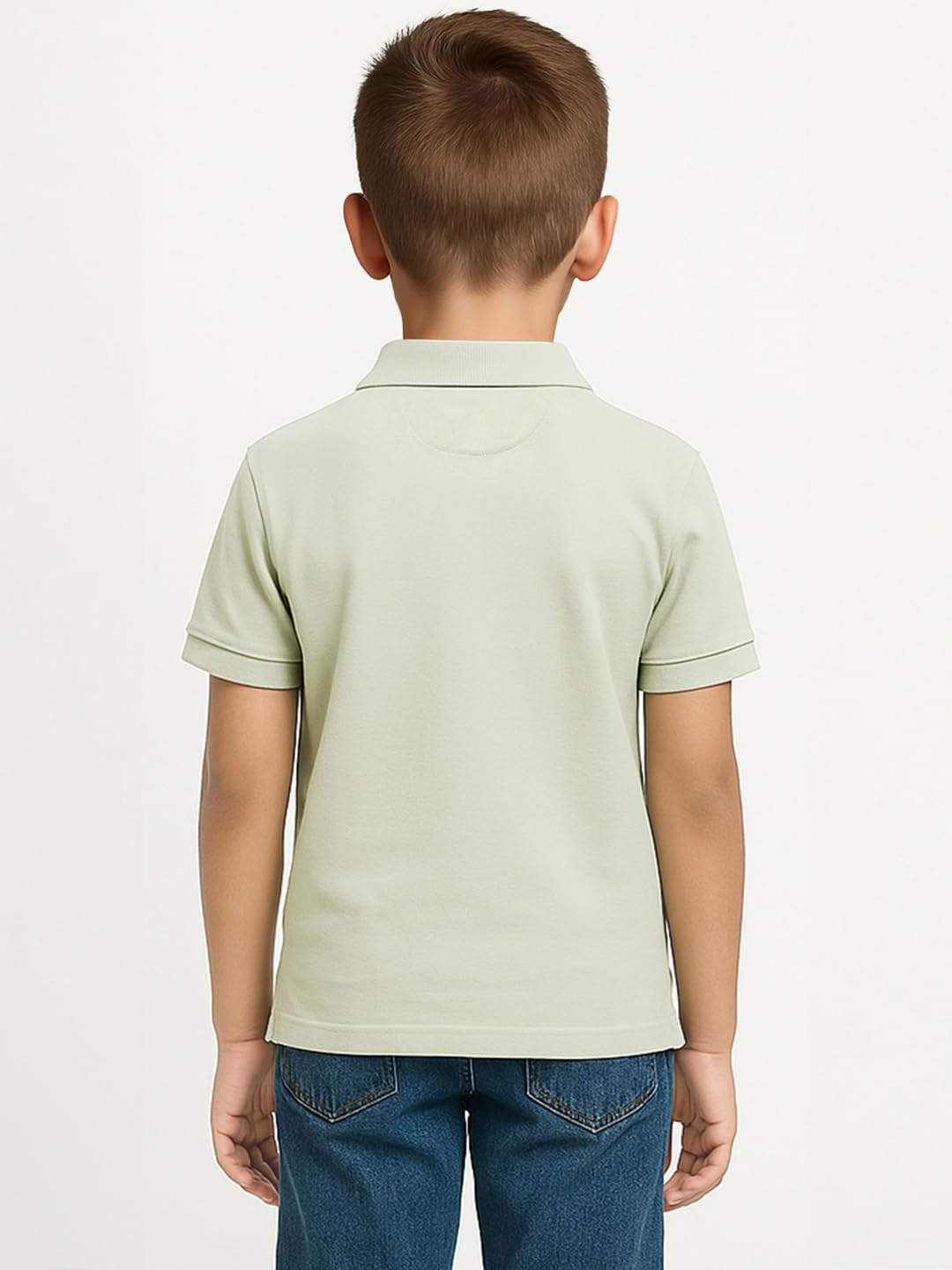 Alan Jones Clothing Boys Regular Fit Cotton Polo T-Shirt | Embroidery Detail | Short Sleeves | Ribbed Hems | Ages 6–16 Years (Khaki_11-12 Years) - Image 2 thumbnail