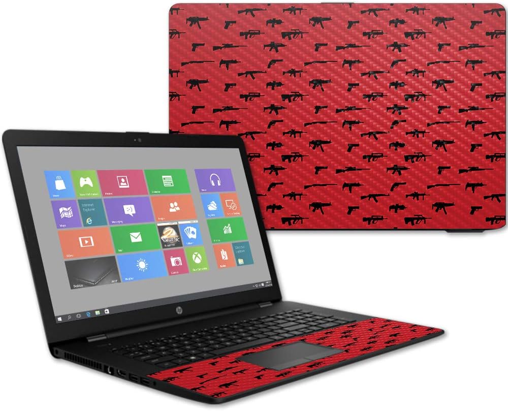 MightySkins Carbon Fiber Skin for HP 17T Laptop 17.3" (2017) - Fun Guns | Protective, Durable Textured Carbon Fiber Finish | Easy to Apply, Remove, and Change Styles | Made in The USA