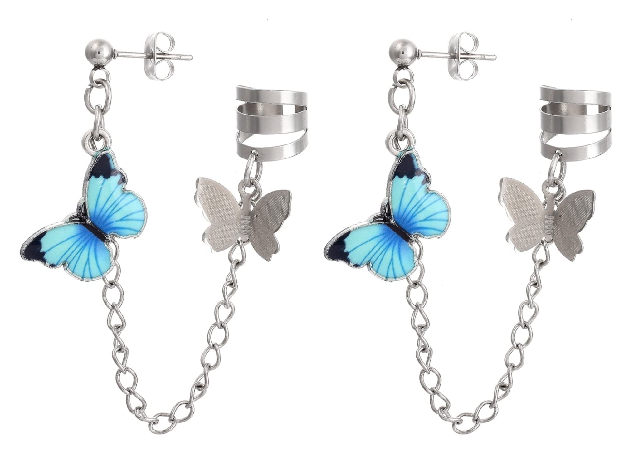 Via Mazzini Fashionable Hanging Butterfly With Chain Stud Cum Ear Cuff Earrings For Women And Girls (ER2044) 1 Pair (B0B87VMM84) Amazon Price History, Amazon Price Tracker