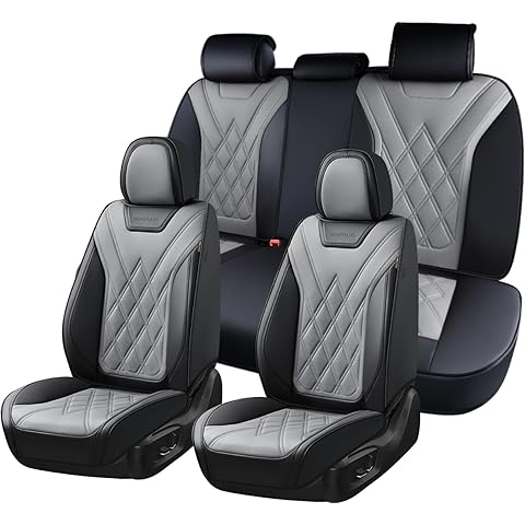 Coverado Car Seat Covers Full Set, Seat Covers for Cars, Front Seat Covers and Back Seat Cover Waterproof Leather Automotive Seat Cover, Universal Car Interior Protectors Cushion for Most Cars