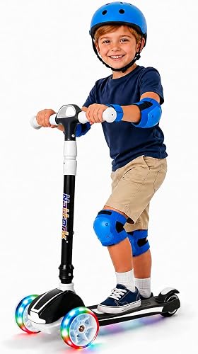 50% off promo code for Nattork Kids Scooter for Age 3-8, Toddler Scooter with 4 Adjustable Height for Boys & Girls, Light Up 3-Wheels Foldable Kick on Amazon
