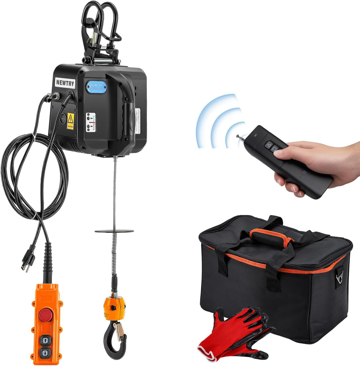 1,100lb Electric Hoist Pro, Electric Winch 110v 120v, with 2 Wireless Remote Control, Cable Remote Control, Vertically & Horizontally