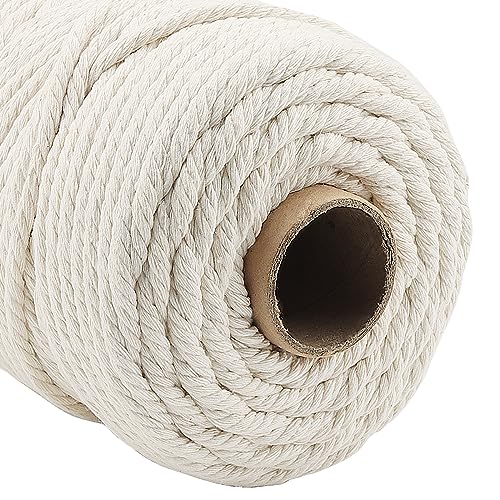 MANCHAP 2 Rolls 6mm x 100m Macrame Cord, 200m/656 Feet 4-Strand Natural Macrame Cotton Cord Rope for Knitting Gift Wrapping - Image 3