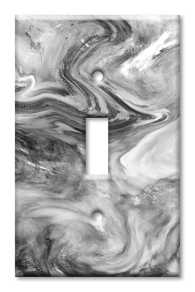 Art Plates - 1 Gang Toggle Decorative Metal Wall Plate - One Gang Light Switch Plate Cover - Grey Swirl Marble - Granite Print (Made in the USA)-image-42