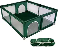 Cercadinho Para Bebês Chiqueirinho Playground Infantil Menino Menina Grande Desmontável Resistente Com Bolsa De Transporte Eloria (verde escuro)
