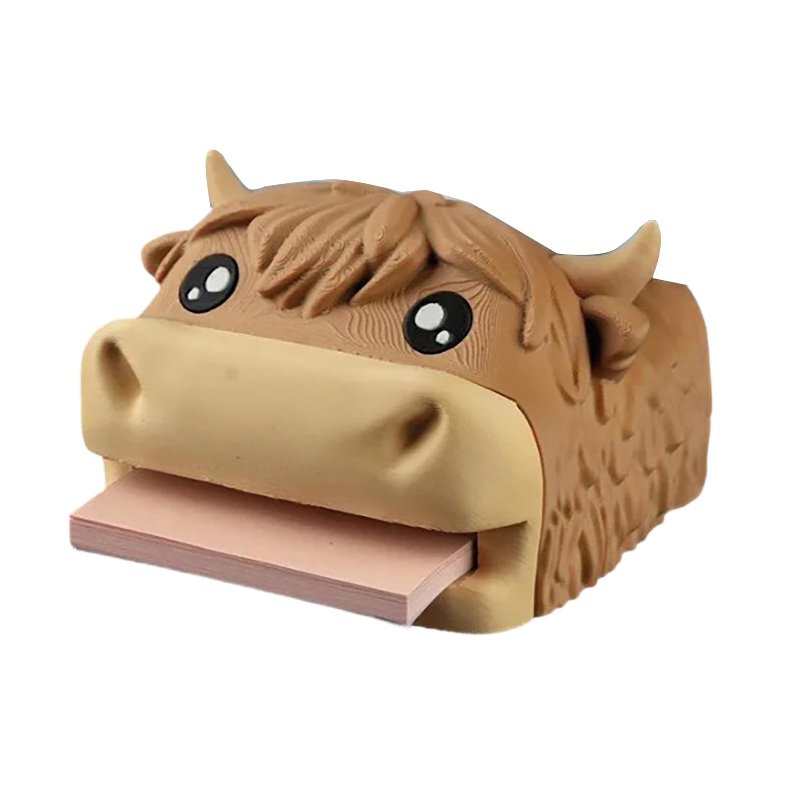 Glifora Highland Cow Note Holder - Sticky Note Holder and Dispenser with Stencil Set, Desk Hippo-Campus Organiser with Pen Holder and Photo Slot, Office Desk Accessory
